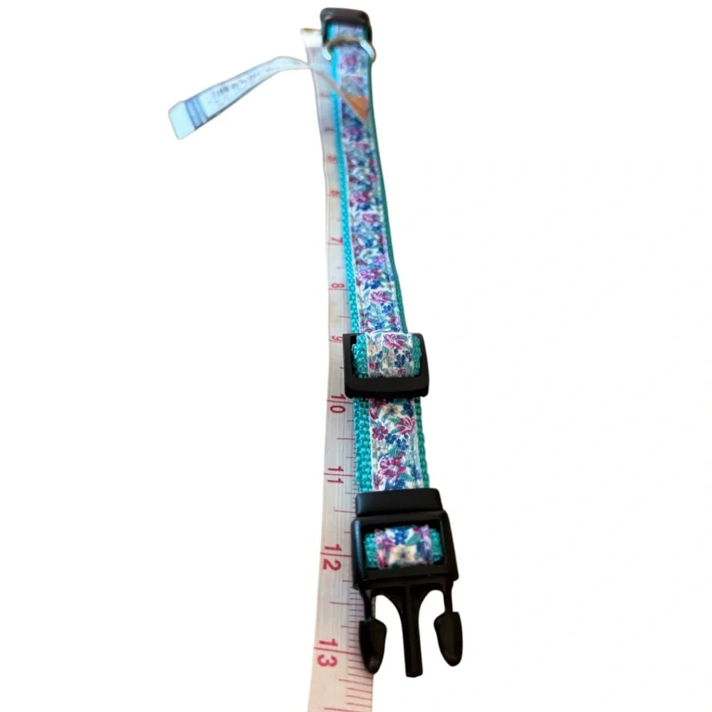Floral Satin Adjustable XS Small Dog Puppy Collar, Chihuahua Terrier Dachshund